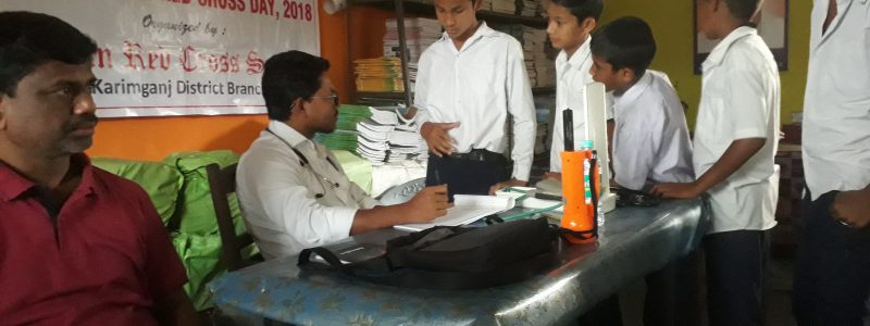 School Health Checkup Camp in the occasion of World Red Cross Day at Shyamsundar H.S., Karimganj
